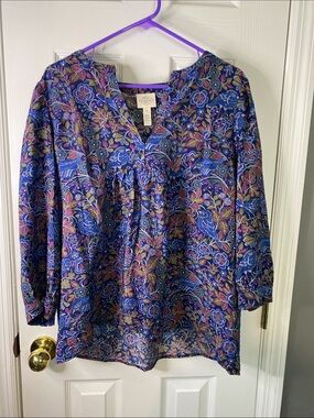 St.Johns Bay Blue Multi Floral Tunic TopSize XLarge.
